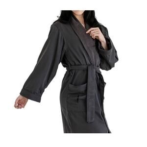 Chadsworth & Haig Micro Plush Collection Robe gray resort terry lined unisex Lg.